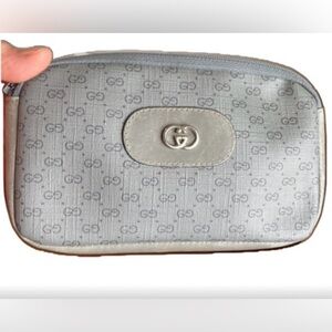 Gucci Gray GG Monogram Cosmetic Pouch